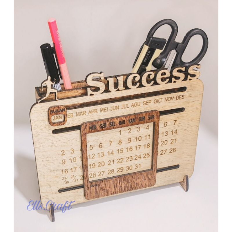 Kalender Abadi•kalender sepanjang masa•tempat pensil•kalender meja kantor•Grafir and cutting•Custom 