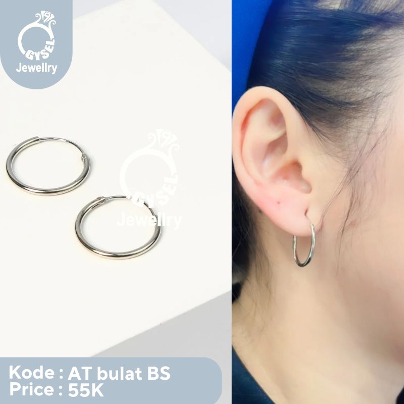AT Bulat BS - Anting Titanium Bulat Besar Silver