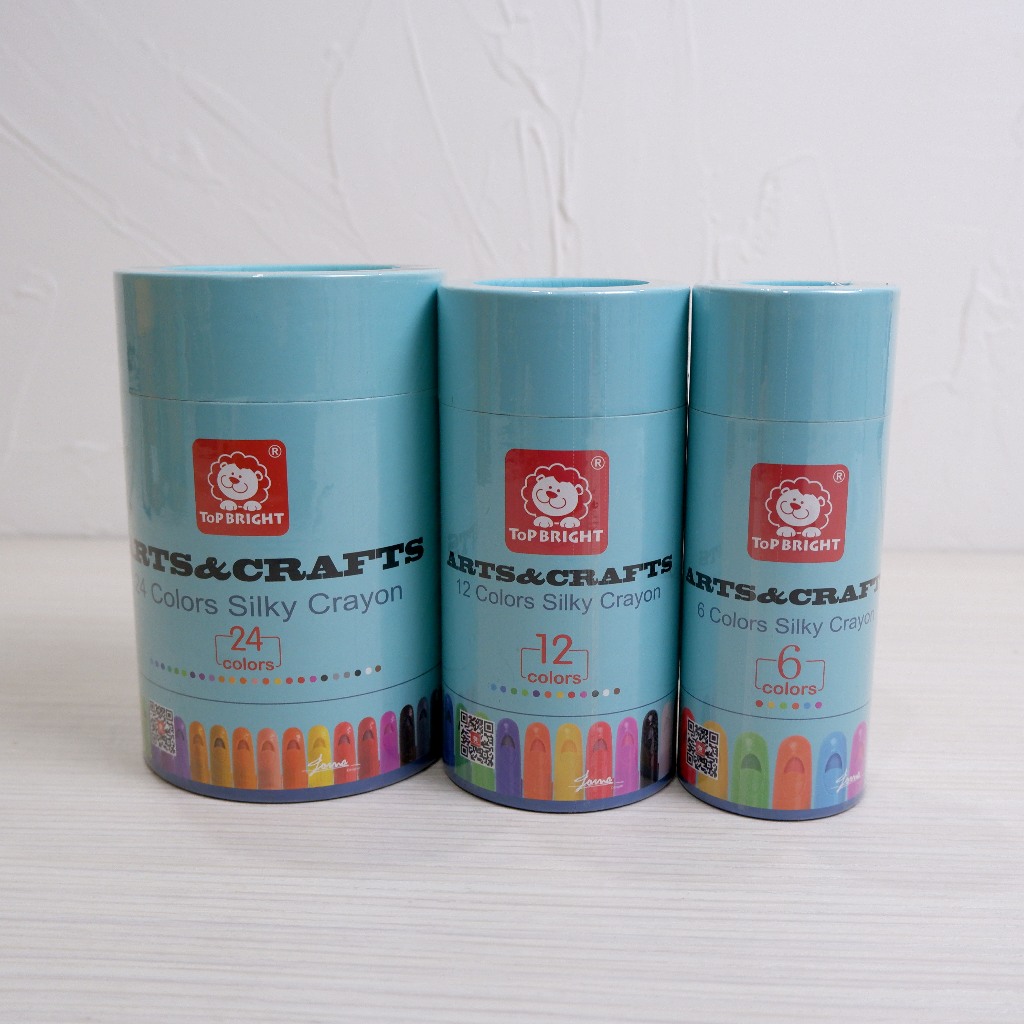 

TOPBRIGHT Washable Silky Crayon 6/12/24 Warna Colorful Bucket Krayon Mewarnai Alat Warna Set Anak