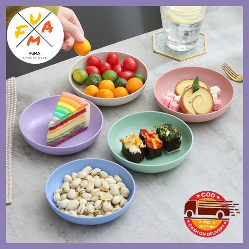 Mangkok Makanan Bulat Buah Set Warna Warni Bahan Jerami / Piring Makan Jerami Wadah Saji Makanan