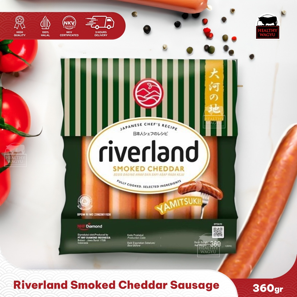 

Riverland Smoked Cheddar Sausage Sosis Ala Jepang Rasa Keju 360 gr Healthy Wagyu