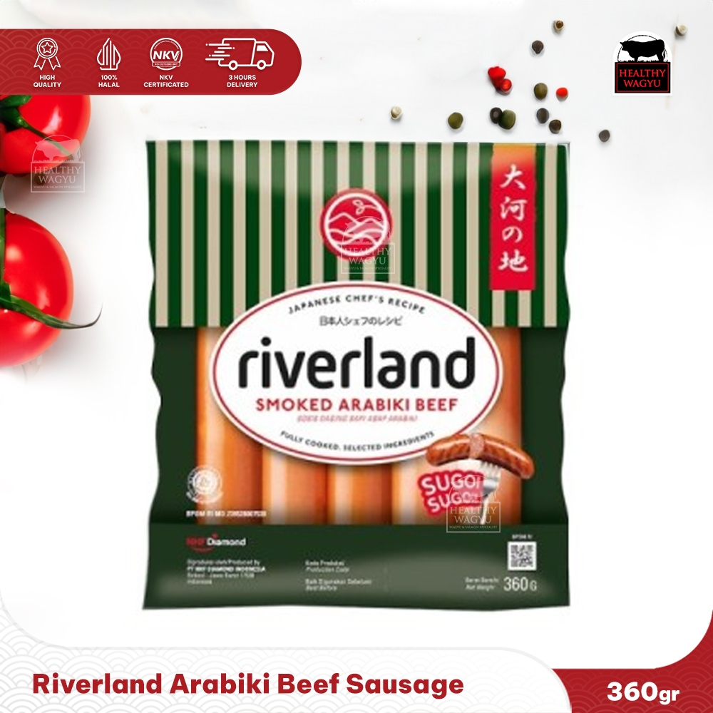 

Riverland Smoked Arabiki Beef Sausage / Sosis Sapi Jepang 360 gr Healthy Wagyu