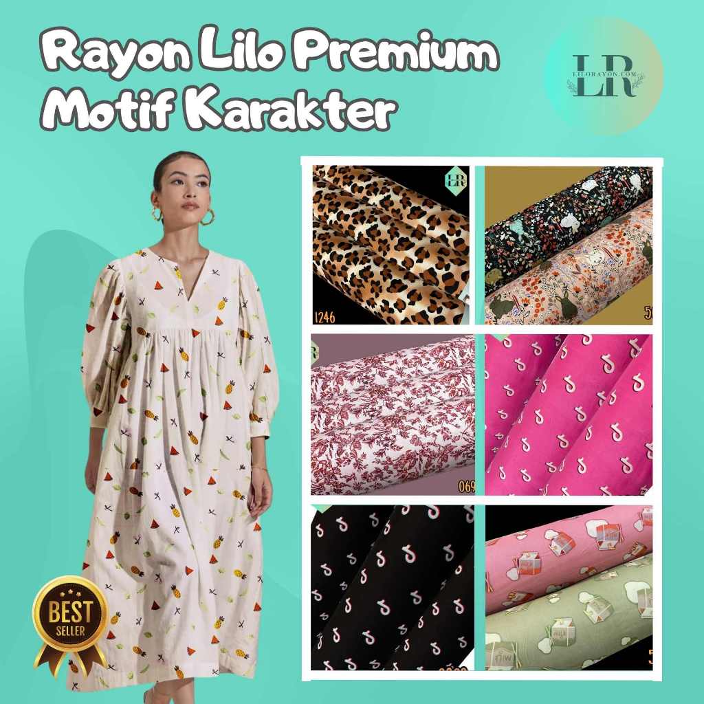 Rayon Lilo Motif Karakter 100 - 150 Yard Roll Kain