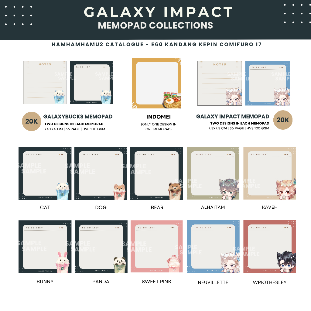

GENSHIN IMPACT & GALAXYBUCKS MEMOPAD (NON STICKY)