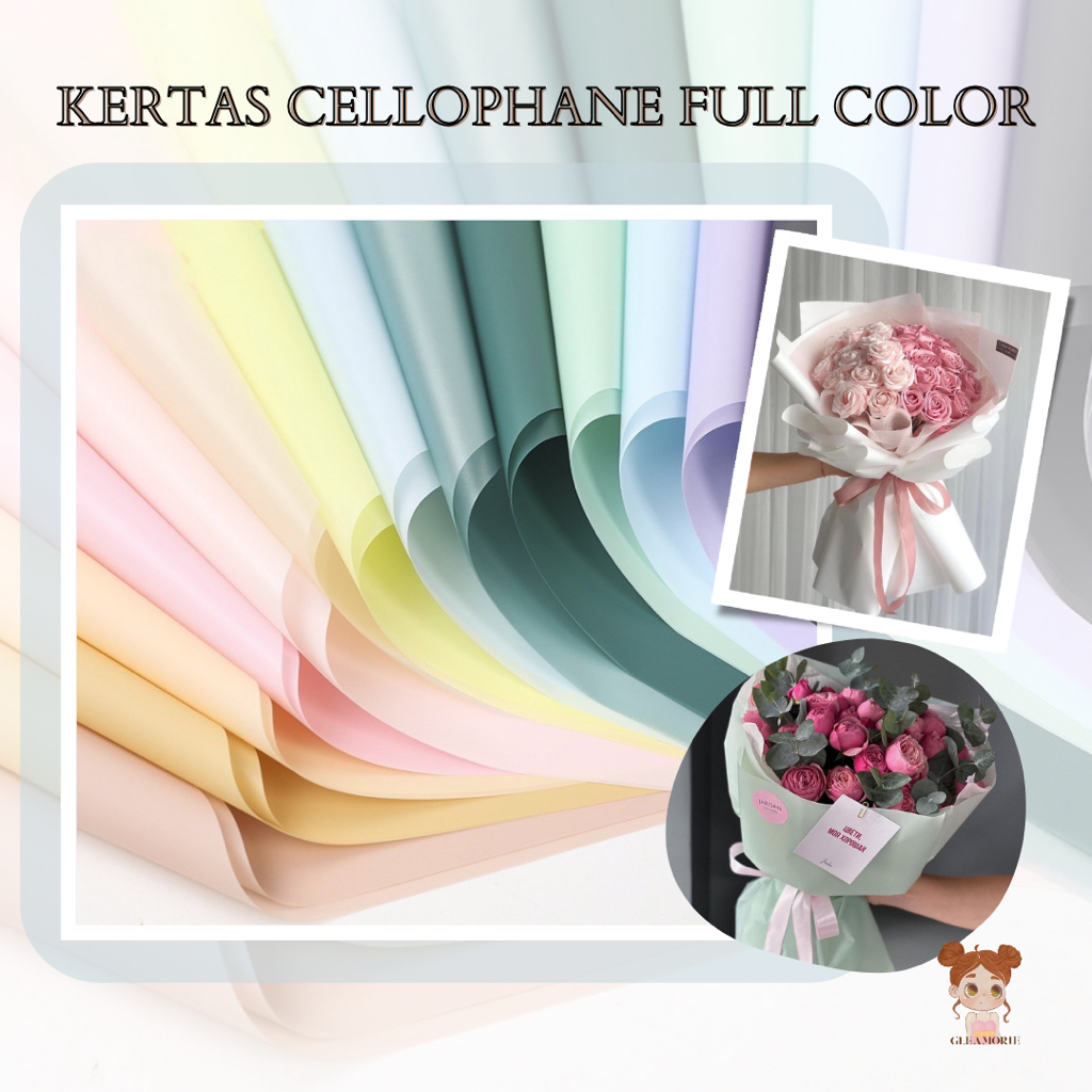 

kertas cellophane FULL COLOUR buket flower wrapping waterproof solid colour