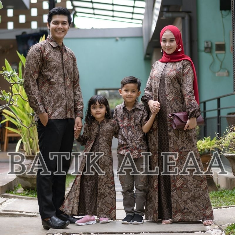 Set Baju Batik Keluarga Seragam Hajatan Gamis Kemeja Jagung