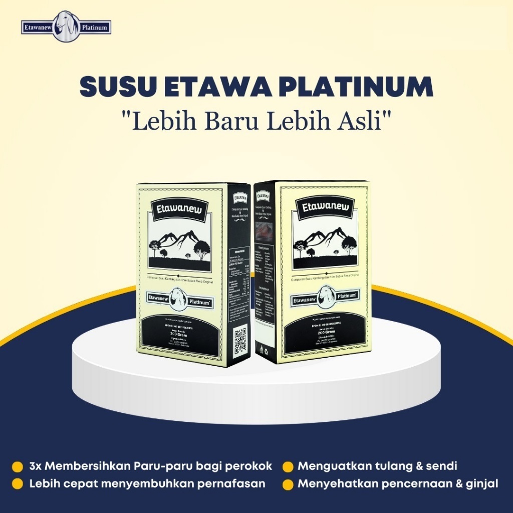 

ETAWANEW PLATINUM Susu Kambing Etawa Kualitas Terbaik Rendah Lemak, dan Rendah Kolesterol Membantu atasi Asthma