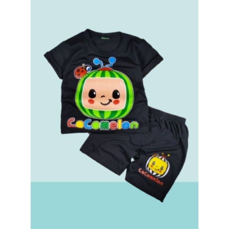 Baju anak laki laki perempuan setelan cocomelon hitam usia 1-10 tahun termurah