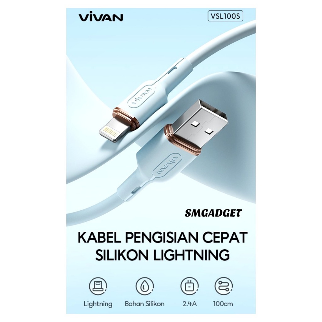 VIVAN VSL100S Kabel Data Charger Lightning iPhone 2.4A Quick Charge