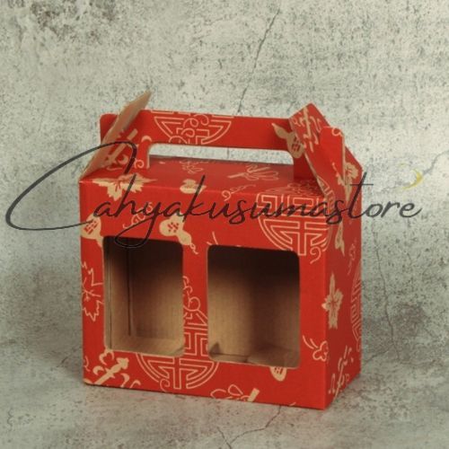 

( 10pcs ) Dus Imlek isi 2 Toples Jar 250ml Box Cookies Sincia Packaging Hampers Parcel CNY Merah Lampion