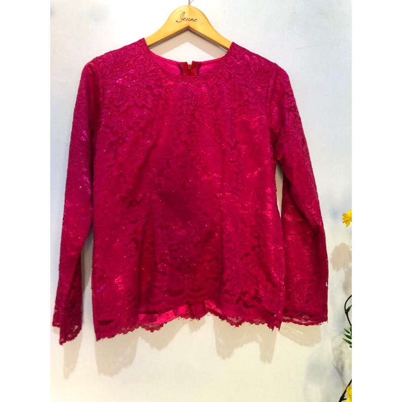 blouse brokat pink fuschia preloved