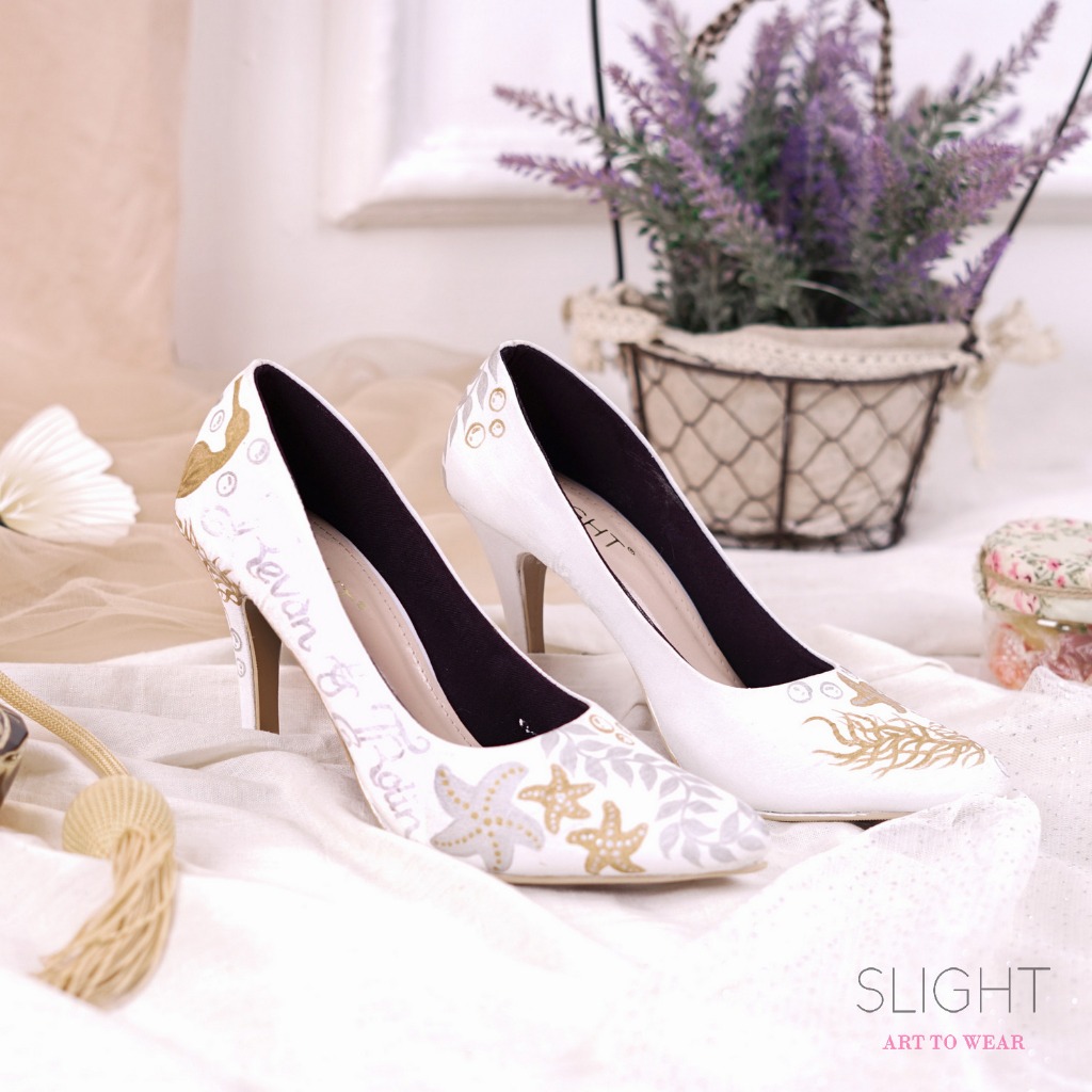 SLIGHT Sepatu Lukis Pointed Underwater | Sepatu pesta kondangan | Wedding shoes pengantin