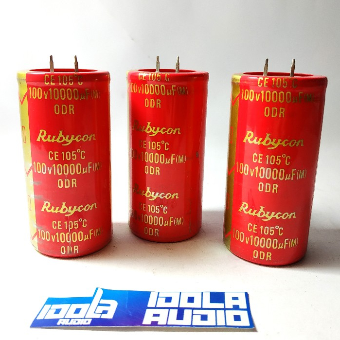 Rumahleha Elko 10000Uf / 100V Nichicon / Rubycon Merah [Klp/Odr] Kaki Paku /Elko 10000Uf 100 V