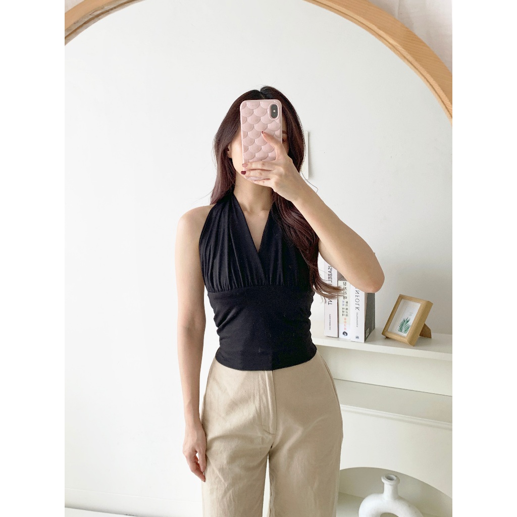 Korean Halter Top Tank Top V-Neck Korea Crop Top B0050
