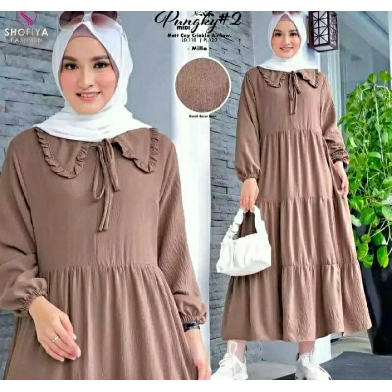 obral cuci gudang gamis kringkle polos model acak