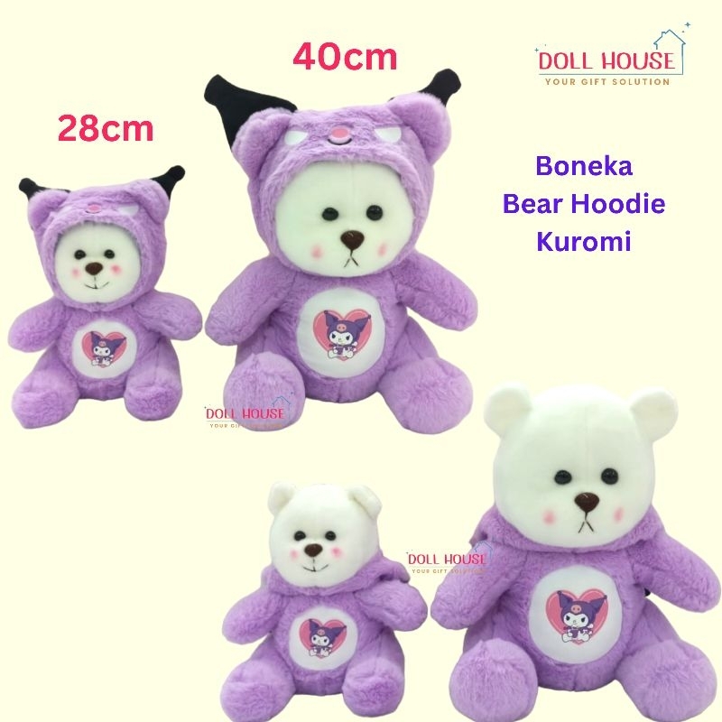 Boneka Beruang Hoodie Kuromi / Boneka Beruang Cosplay Kuromi / Boneka Bear Hoodie Kuromi / Boneka Be