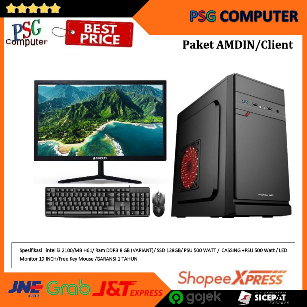 Komputer Admin kantor / Komputer Client i3 Ram 8 GB + Monitor 19 inch Full set Siap pakai