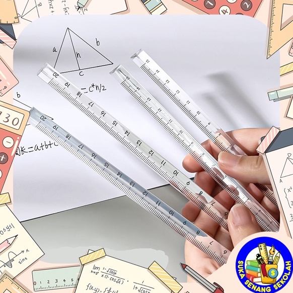 

L44r11s 4 Pcs Penggaris Prisma Skala Segitiga Transparan 2 Cm RS6 22