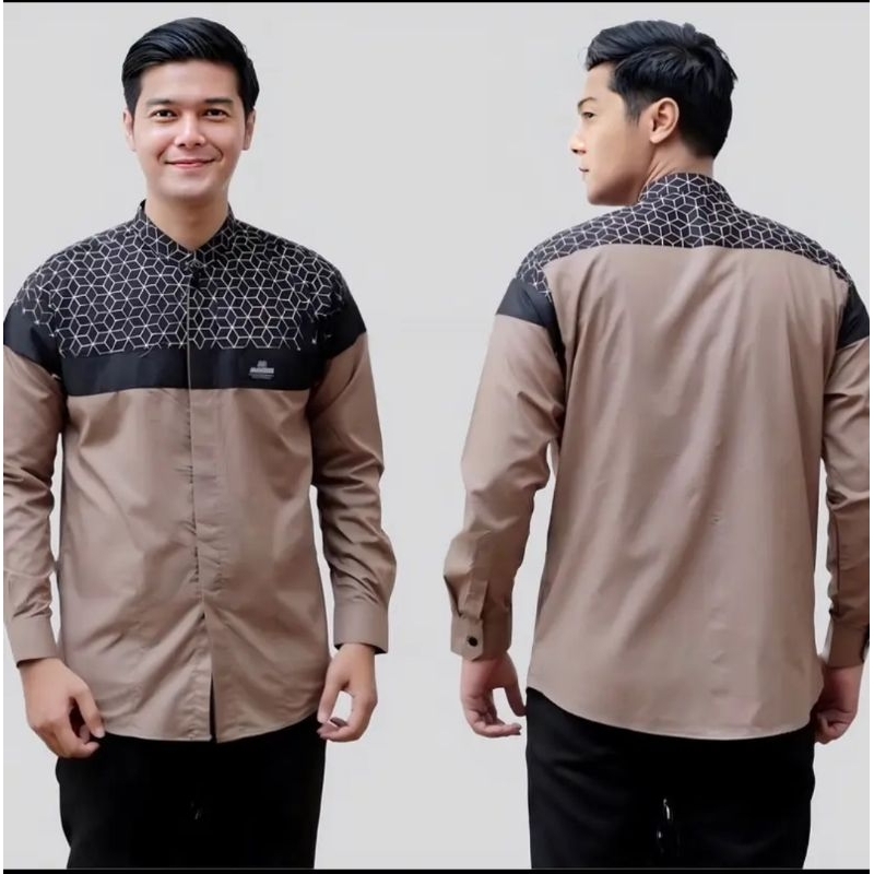 Baju Koko dewasa motif Senopati warna coksu& hitam.