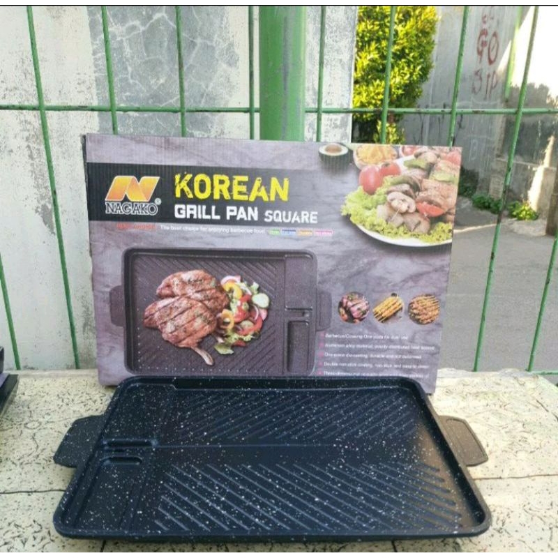 GRILL PAN PANGGANGAN KOTAK BBQ NAGAKO bakar ikan bakar sate   ANTI LENGKET