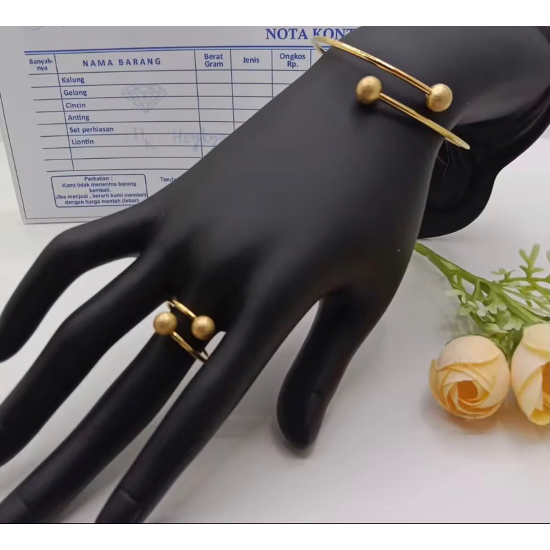 RB SET TITANIUM DEWASA GELANG TANGAN BOBA FREE CINCIN BOBA