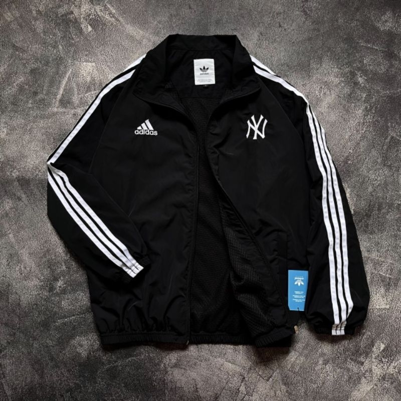 JAKET TRACKTOP ADIDAS X NY YANKEES LOGO BORDIR HITAM PREMIUM