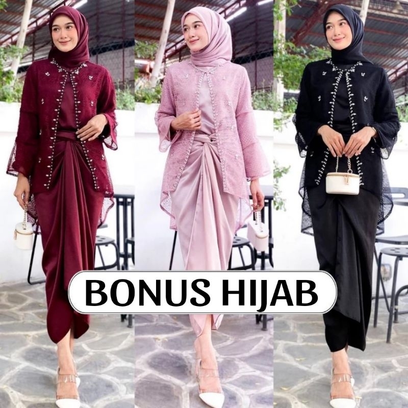 (ADA JUMBO) ONESET CLARISA ORGANZA OUTER  PREMIUM OUTFIT KONDANGAN SETELAN ROK LILIT | SETELAN OUTER