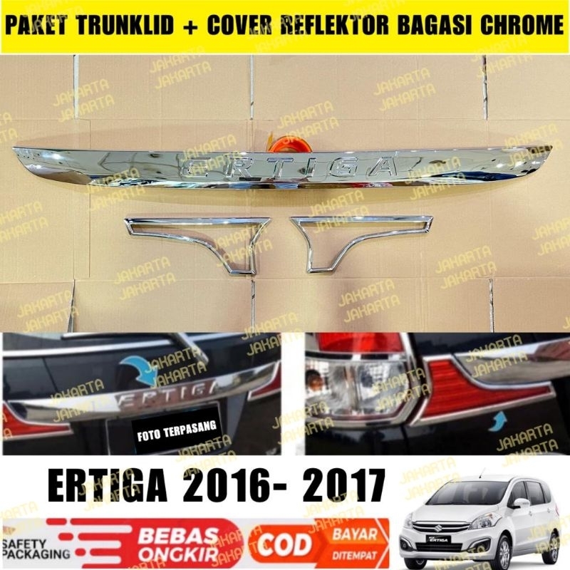Paket Trunk Lid Reflektor Bagasi New Ertiga 2016 2017 Emboss Cover Chrome  .