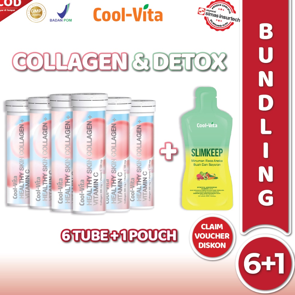 Stok baru9q4Pe Cerah Bersinar dalam 3 hari Collagen Beauty Drink Paket Kolagen FREE CoolVita Fiber S