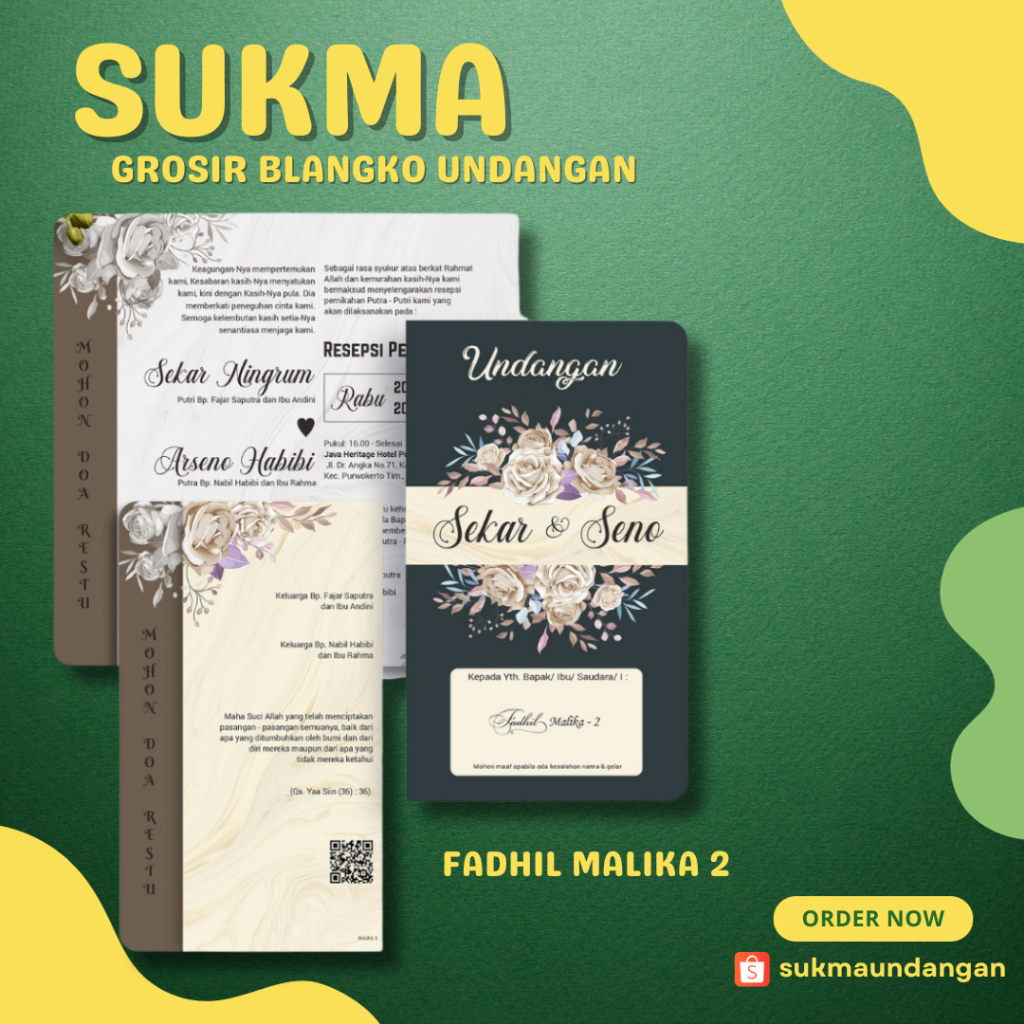 BLANGKO UNDANGAN FADHIL MALIKA 2 | Blangko Undangan Kosong | Kertas Undangan Kosong Murah | Undangan