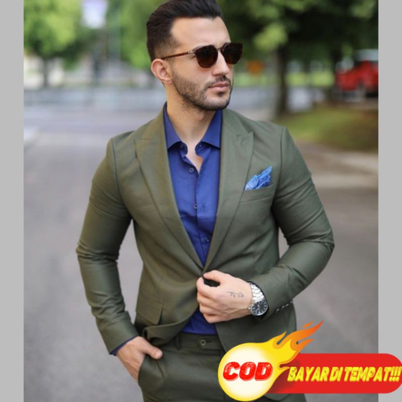 JAS PRIA HIJAU ARMY SLIMFIT STYLISH