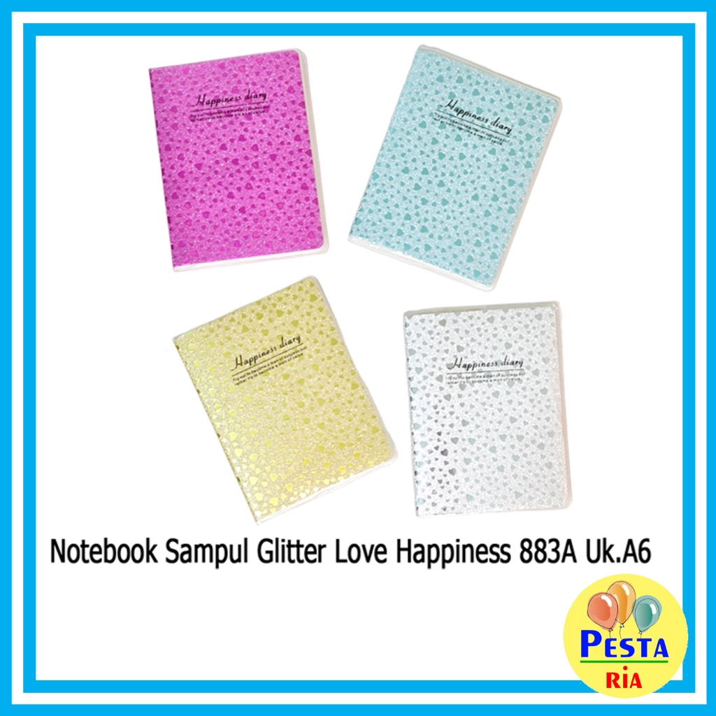 

Murah!! (1Pcs) Notebook Sampul Glitter Love happiness A6, notebook, buku catatan