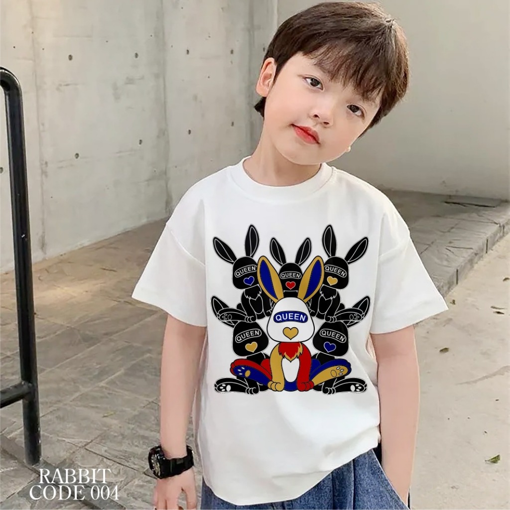KAOS ANAK KAOS DEWASA LAKI LAKI ANAK PEREMPUAN RABBIT 004 BRANDED TEE PREMIUM IMPORT BAJU ANAK LAKI 