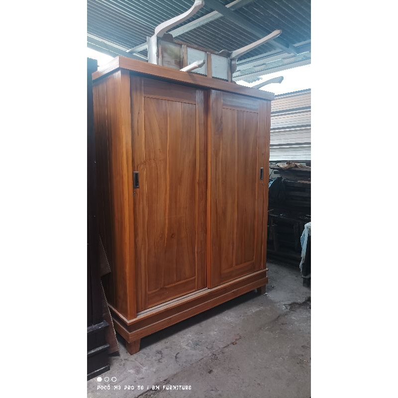 lemari pakaian 2 pintu sliding jumbo jati