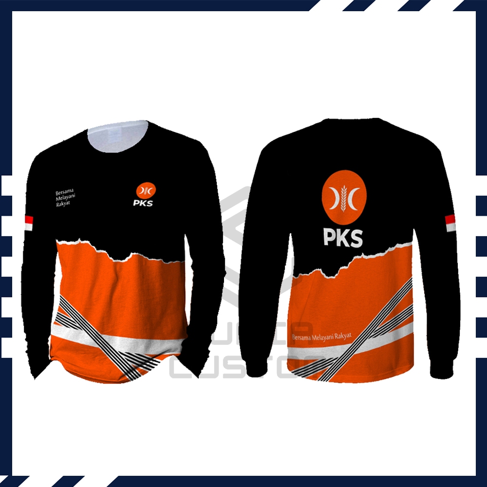 Baju Kaos Lengan Panjang Partai PKS Fullprint | Baju PKS | Jersey Partai Pks | PARTAI PKS