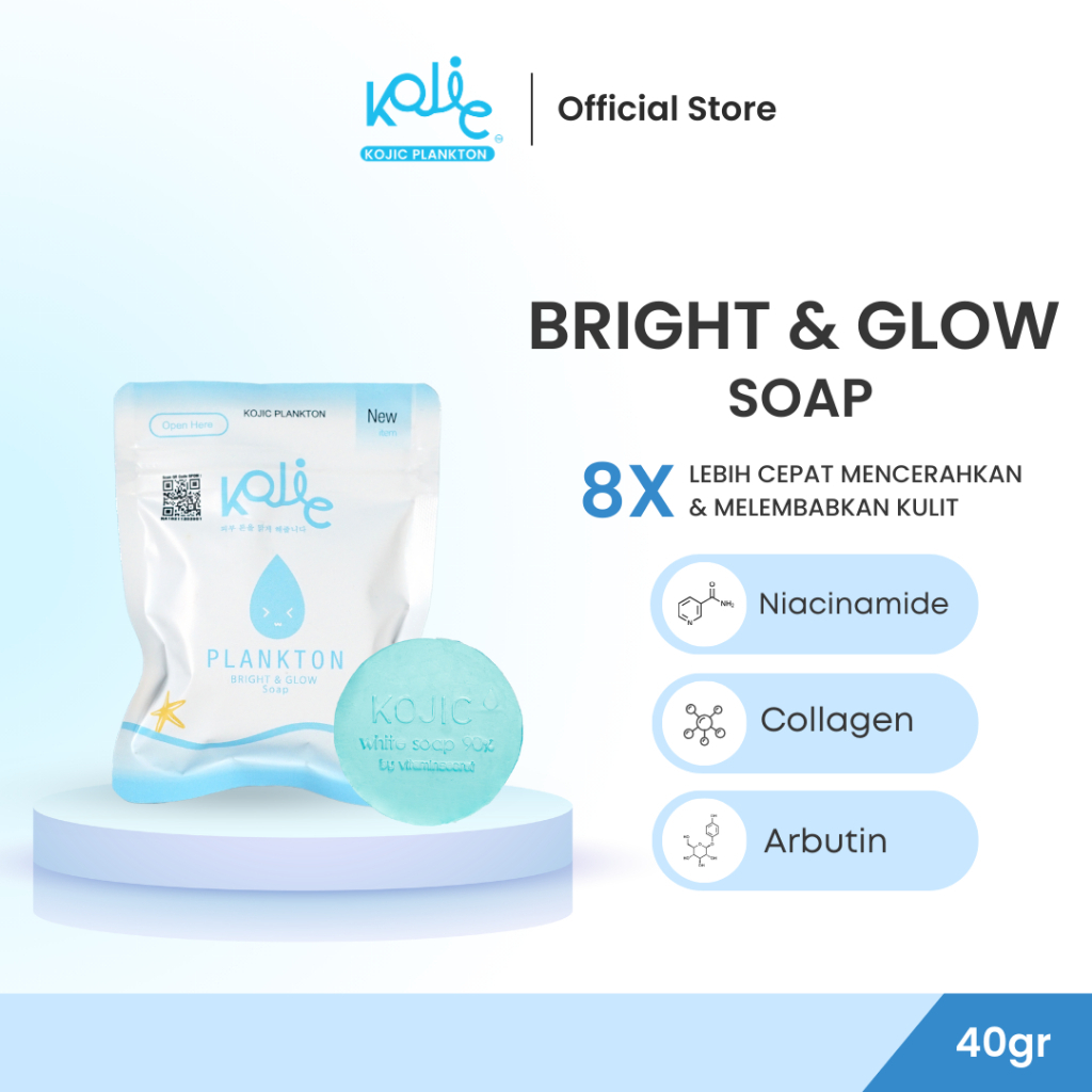 Kojic Plankton Bright & Glow Soap / Sabun Kojic Collagen Pencerah Kulit Wajah Badan / Menyamarkan No
