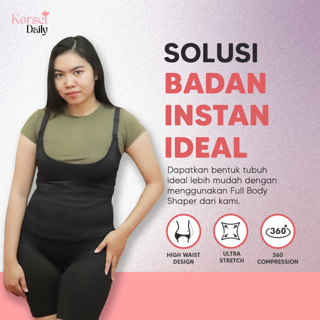 KorsetDaily | Full Body Shaper Korset Pembentuk Tubuh Cantik (Black)