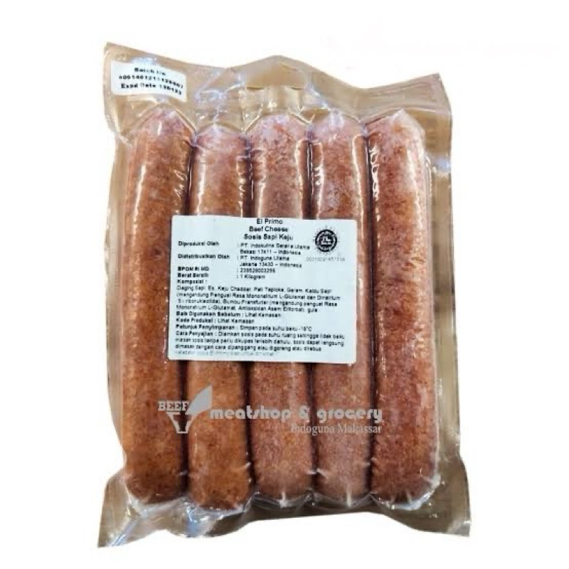 

EL PRIMO Beef Cheese (Sosis Sapi Keju) Isi 10 Pcs @1 Kg
