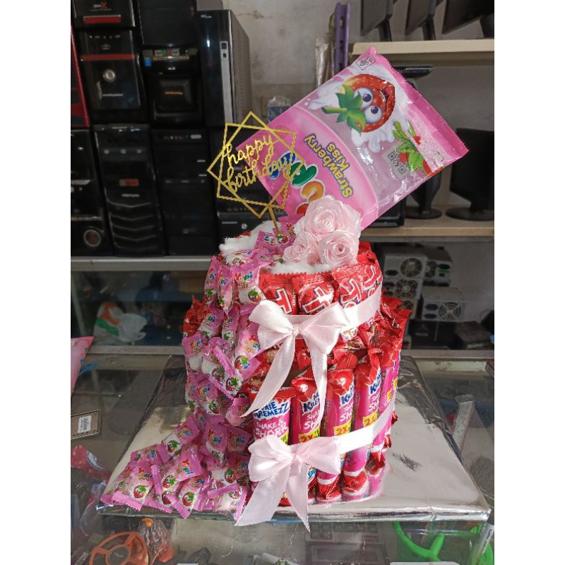 Snack Tower Pink Snack Cake Wisuda Ulang Tahun
