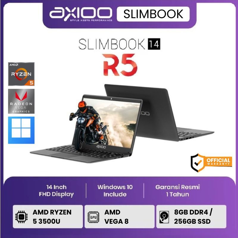 Laptop Axioo Slimbook 14 Ryzen 5 3500U 8GB 256GB SSD Vega8 FHD Windows 10 Pro