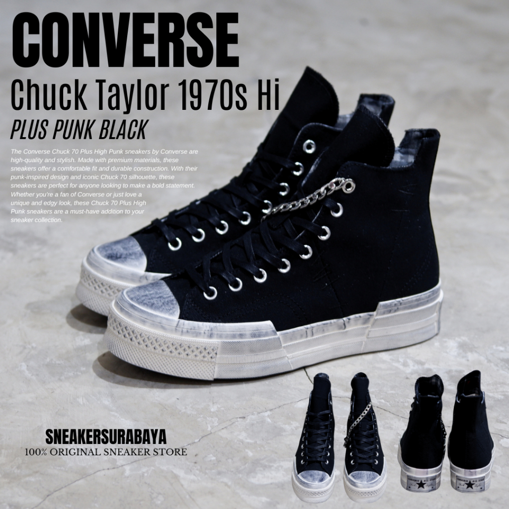 CONVERSE CHUCK TAYLOR 1970S HI PLUS PUNK BLACK CT 70S CT 70