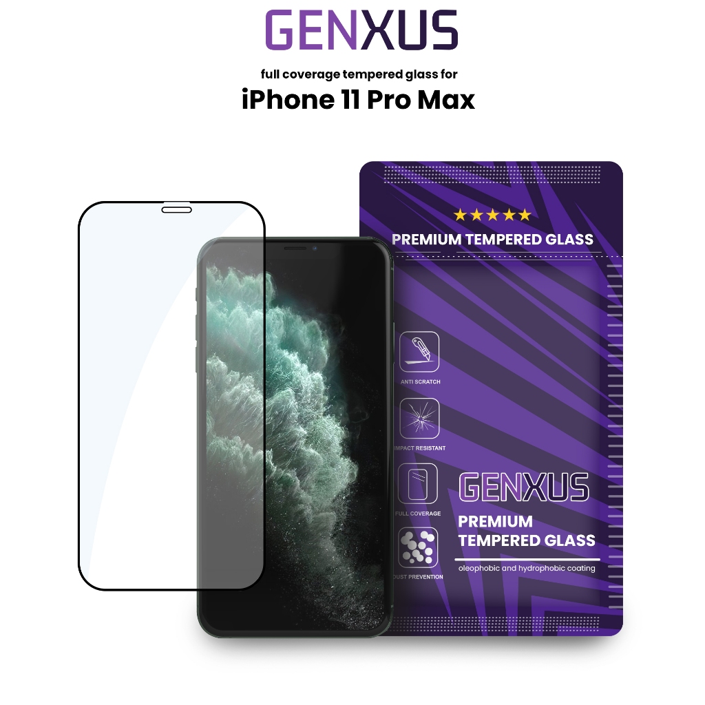 Genxus 5D Anti Gores Tempered Glass for iPhone 11 PRO MAX Fullcover Screen Glass 15 14 13 12 X XS XR