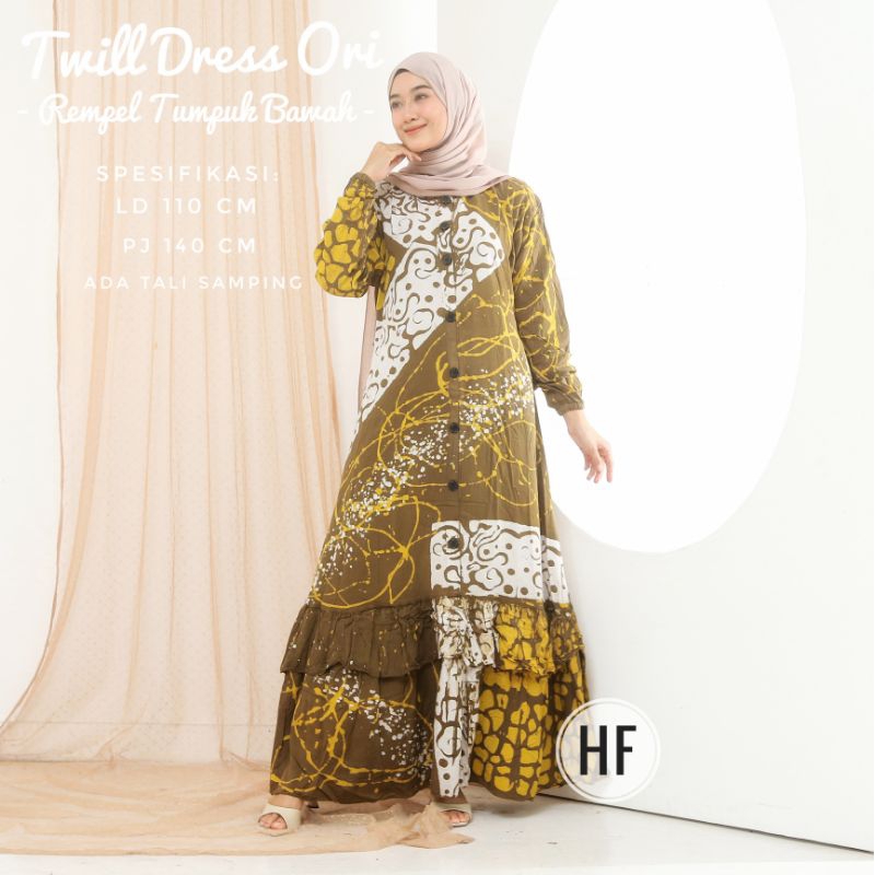 GAMIS TWILL ORI BESTSELLER/ BUSUI KANCING DEPAN/ GAMIS MUSLIMAH