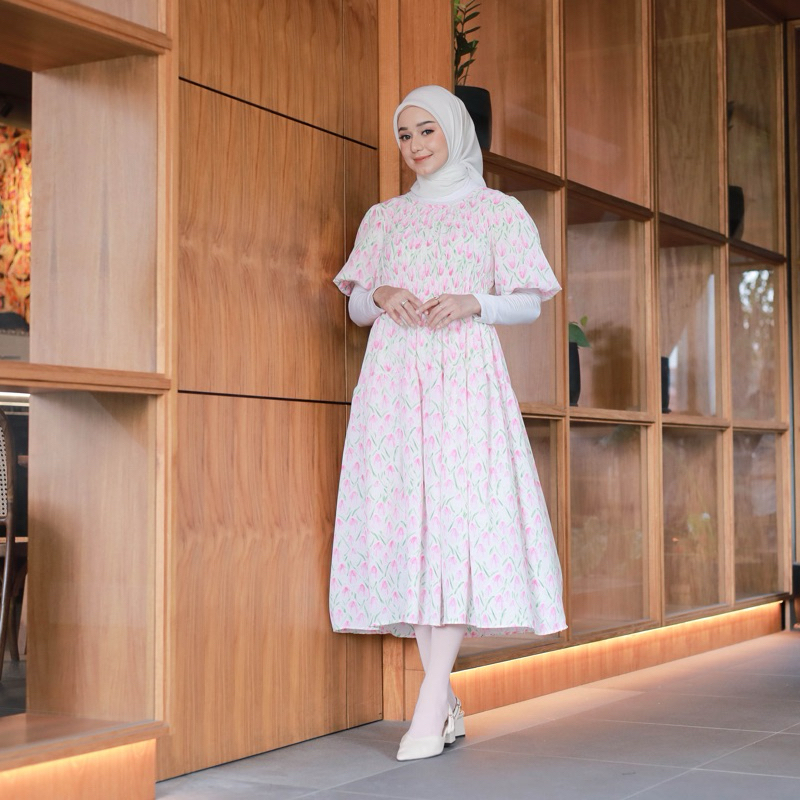 Tulip Dress Korean style summer style floral dress pink