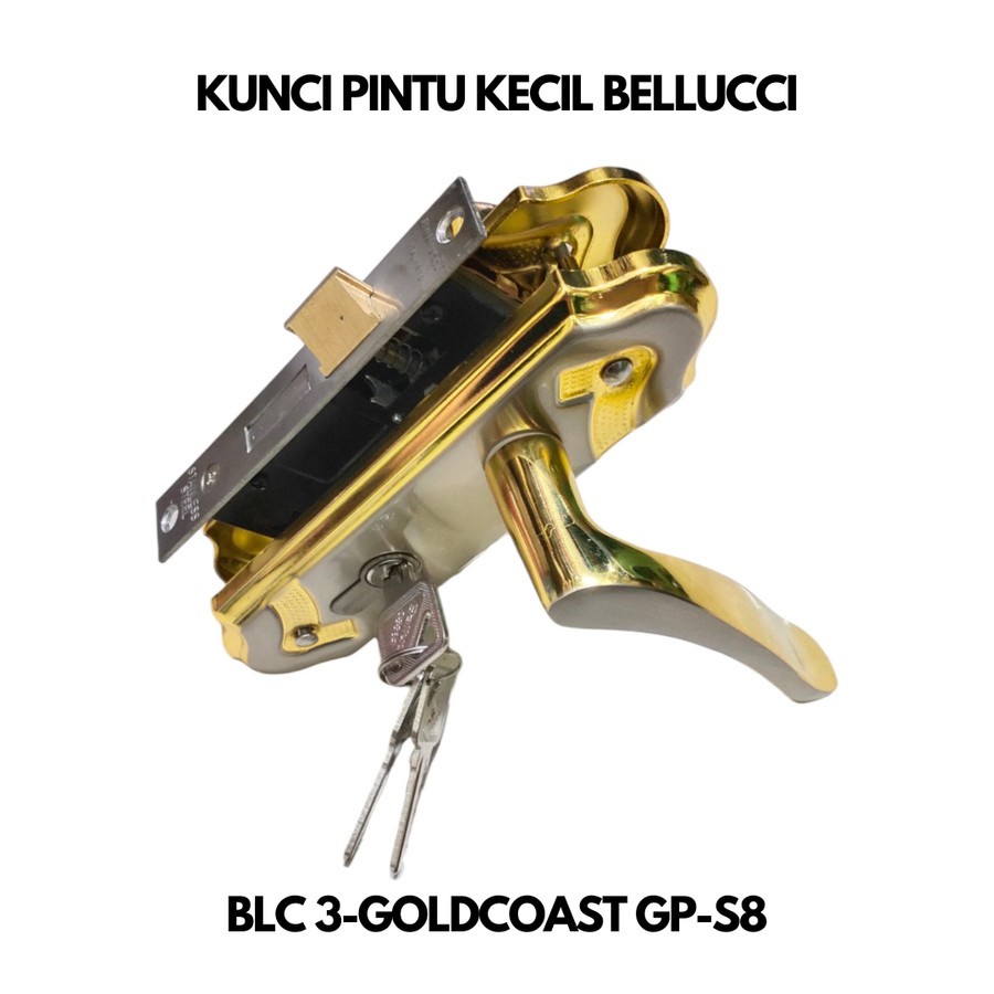KUNCI PINTU KECIL GOLD ELEGAN SET LENGKAP SIAP PAKAI/HANDLE GAGANG PEGANGAN KUNCI PINTU RUMAH/GEMBOK