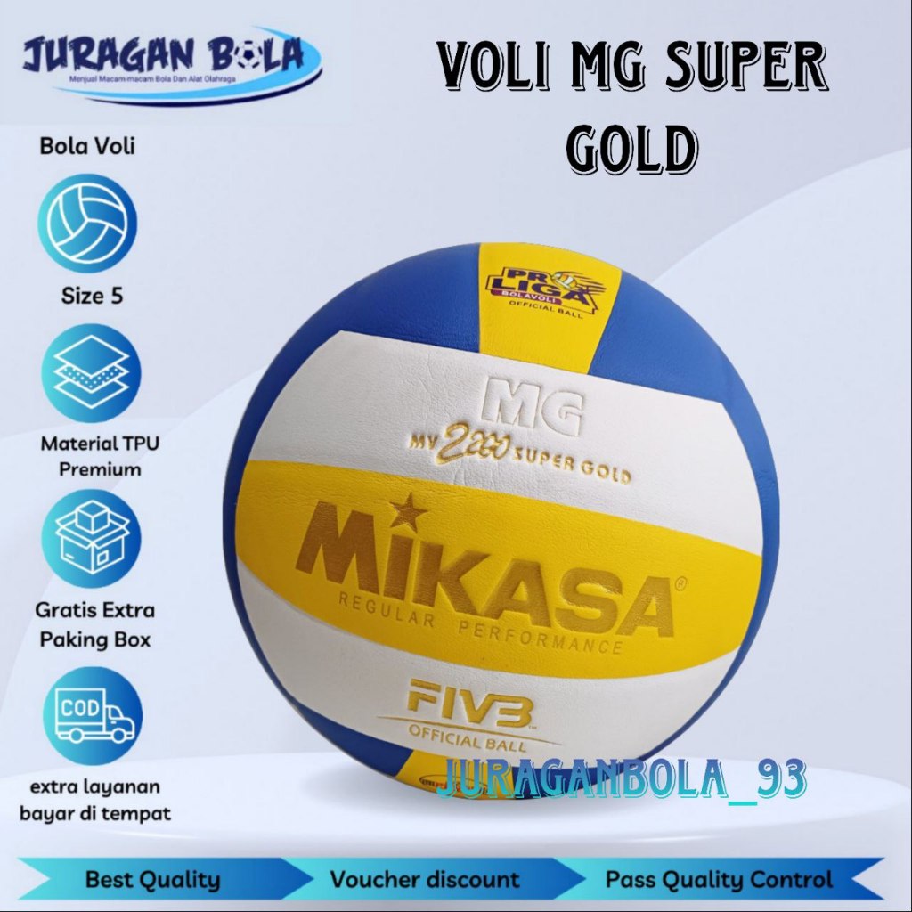 Bola Voli Mikasa Volly Super gold Voly empuk Volley Dewasa Asli Grad Ori