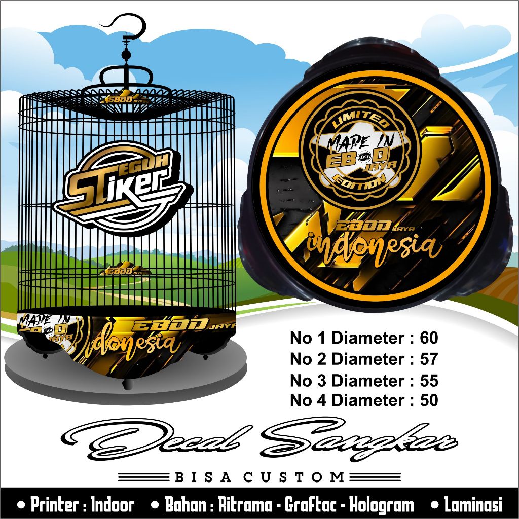 Stiker Sangkar Murai ebod Jaya Limited Edition Abstrak Gold