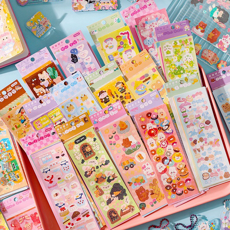 

Seller 1 pcs Sticker Lucu Aesthetic Korea Glitter Hologram Deco Journal Diskon