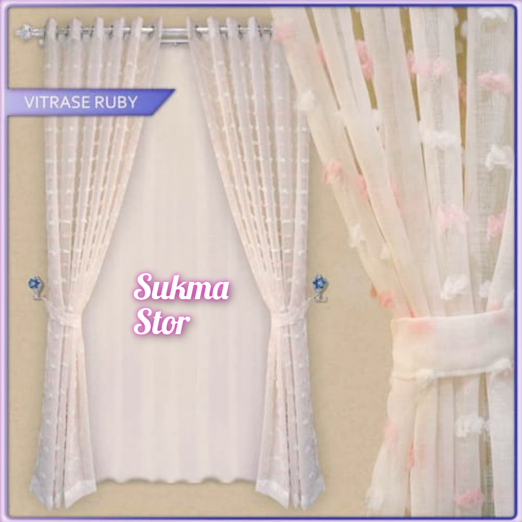 Gorden Jendela Vitrase rubiy 07 mewah bagus cocok untuk jendela dan pintu model smokriing