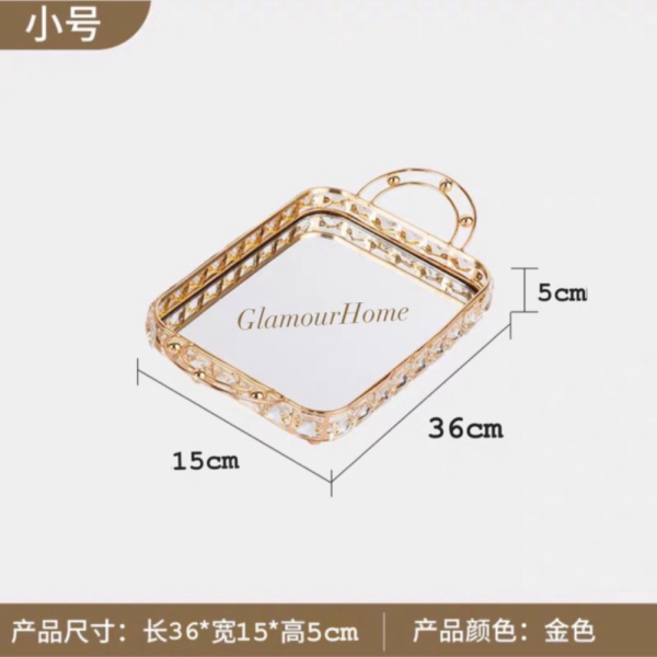 

Jual Marino Tray Crystal Gold Handle / Nampan Kristal Gold Baki Emas Gagang - M Murah